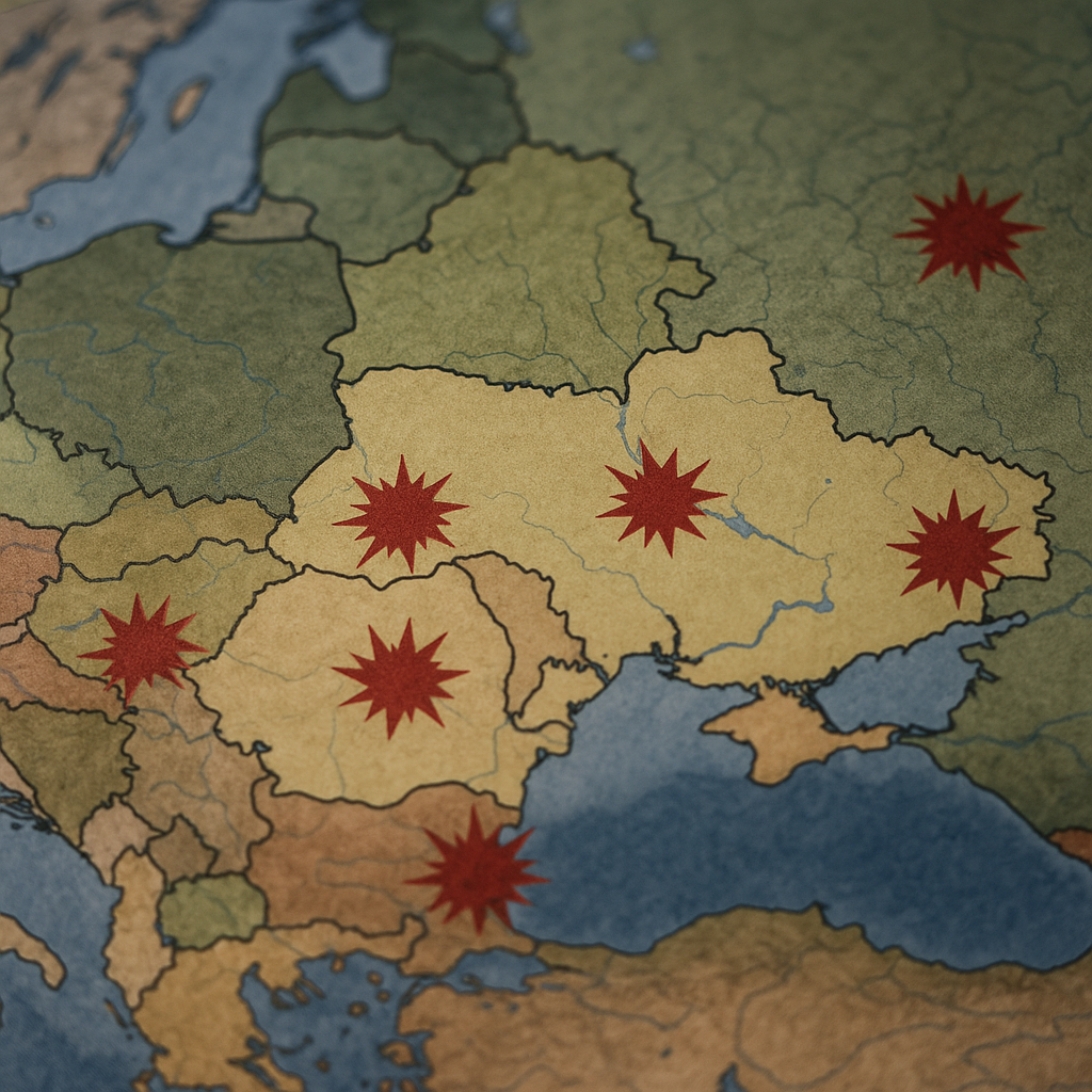 map of Eastern Europe with marked conflicts